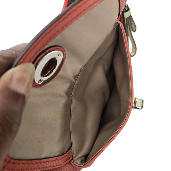 Coach Women's Peach Pebbled Leather Mini Crossbody Bag - Picture 6 of 9